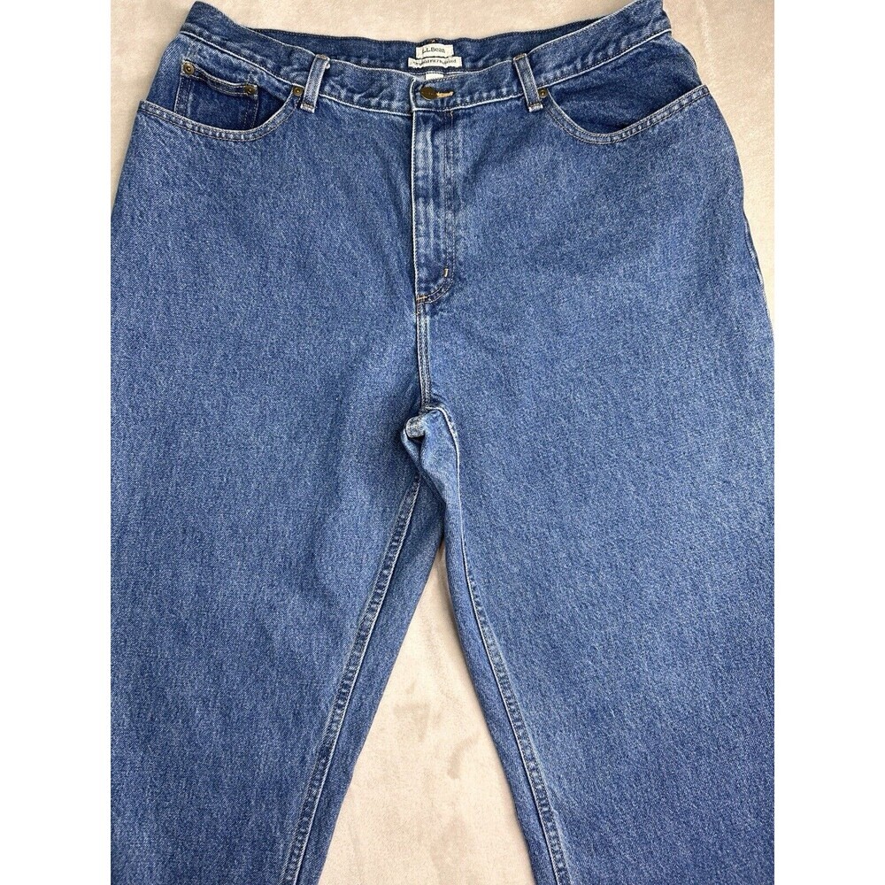 LL Bean Vintage Relaxed Fit Medium Wash 100% Cotton High Rise Jeans Women 18W